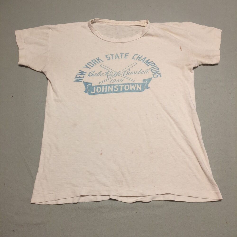 True Vintage 50s Babe Ruth Baseball New York Champions T Shirt Single Stitch M